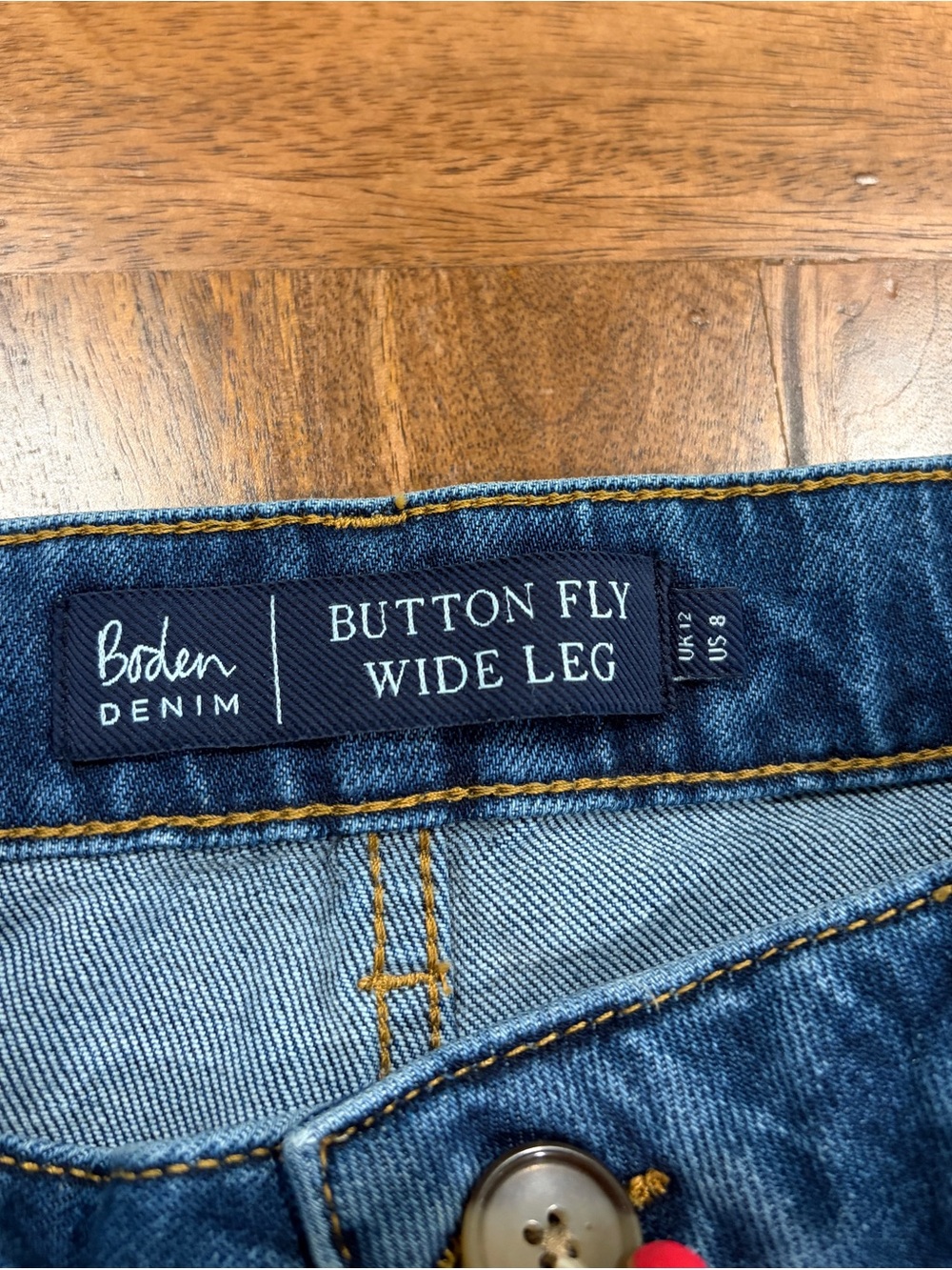 Boden Ankle Length Wide-Leg Women’s Jeans in Classic Blue With Button Fly Size 8 - Picture 6 of 12